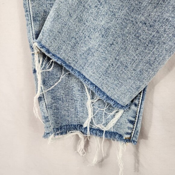 Old Navy OG Straight High Rise Jeans Womens 10 Light Wash Cut Off Hem Denim Blue - Picture 6 of 10